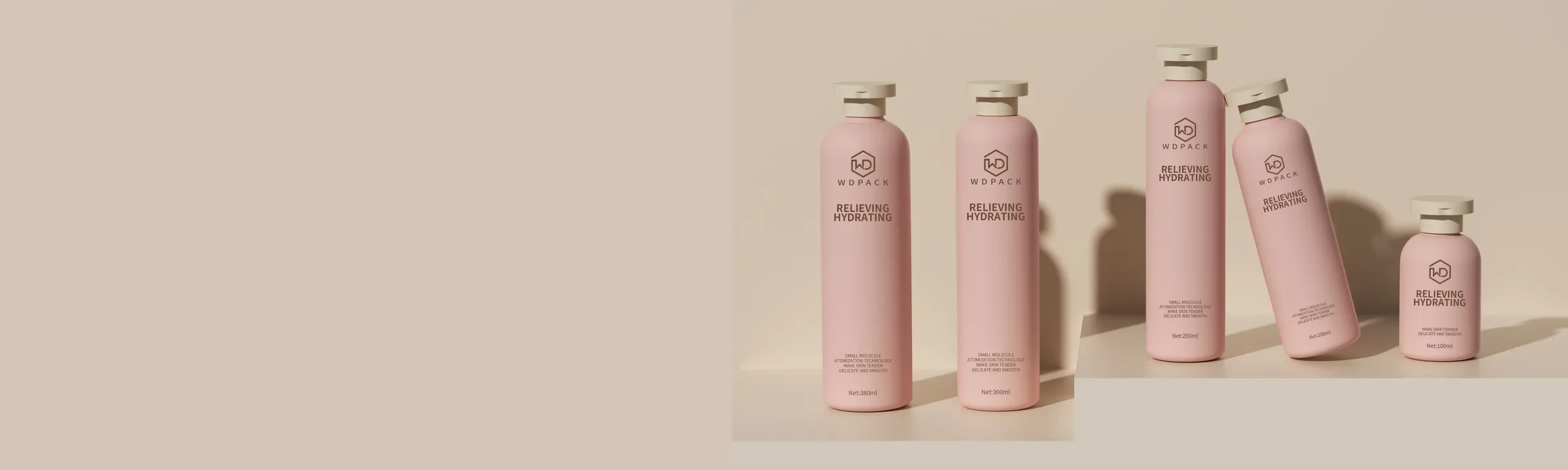 WDPACK coordinated skincare bottle range